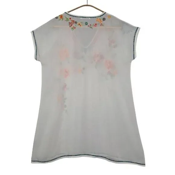 RARE Johnny Was Floral Embroidered Cupra Rayon Tunic - Picture 3 of 9